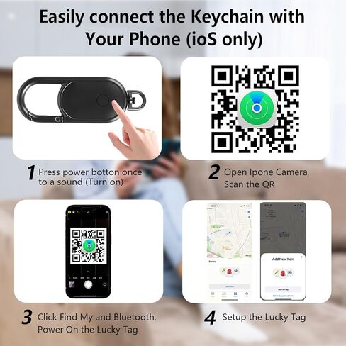 GPS Tracker Keychain - Apple Find My Compatible, Sound Alert & Global Tracking for Forgetfulness Prevention, Black in Saudi Arabia