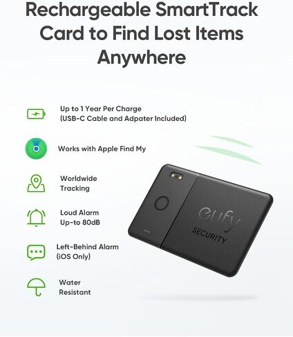 تعمل بطاقة Eufy Security SmartTrack Card E30 (Black ، 1 pack)+Eufy Security بواسطة Anker SmartTrack Link (Black ، 1 pack) ، مع Apple Find My (iOS Only) ، Finder Key ، Bluetooth Tracker لخطاف الأذن والأمتعة in Saudi Arabia