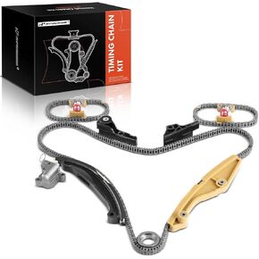 A-Premium Engine Timing Chain Kit W/Tensioner [fits DOHC, 6Cyl 3.7L 3.5L] Compatible with Ford F-150, Explorer Mustang 11-17, Edge, Taurus 13-19, Transit-150 15-17 & Lincoln MKS MKZ 13-16, MKX 11-16