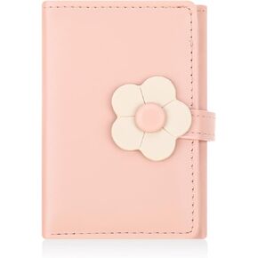 1 Pcs Cute Small Wallet for Teen Girls and Women PU Leather Tri-folded Aesthetic Mini Wallet Blocking Card Holder Coin Purse flowers Print Portable Cash Pocket with ID Window
