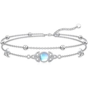 Celtic/Highland Cow/Axolotl Bracelet Anklet for Women S925 Sterling Silver Adjustable Irish Anklet Cute Animal Jewelry Gifts for Girls Mother's Day Birthday Christmas Day