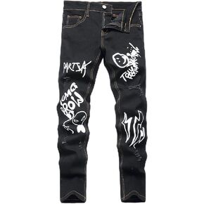 Boys' Ripped Skinny Stretch Jeans, Fashionable & Comfortable Slim Fit Denim Jeans Pants for Active Little Guys