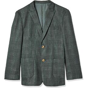 Isaac Mizrahi Slim Fit Boy's Peak Lapel Stretch Plaid Tweed Blazer