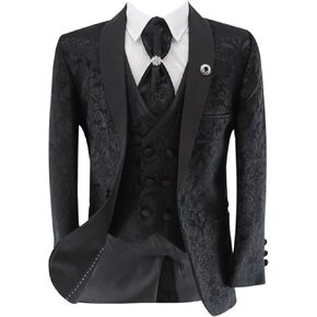 Boys Floral Paisley Tuxedo Dinner Suit, 5 Piece Set for Pageboy Weddings & All Special Occasions