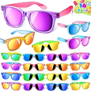 GIFTINBOX Kids Sunglasses Bulk, 16 Pack Kids Sunglasses Party Favor with UV400 Protection, Neon Sunglasses for Boys Girls Goody Bag Stuffers, Beach Pool Birthday Party Favors for Kids 3 4 5 6 7 8