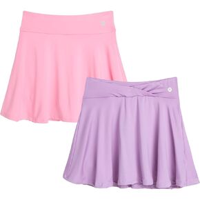 RBX Girls' Active Skirt - 2 Pack Pleated Athletic Performance Scooter Skort - Tennis Golf Skirt with Bike Short Lining (7-16)
