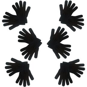 6 Pairs Black Magic Gloves Winter Stretchy Warm Gloves Unisex Kids Adults Men Women Knit Gloves