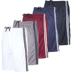 Real Essentials 5 Pack: Boys' Athletic Basketball Shorts with Pockets - Youth Activewear (Ages 4-18)