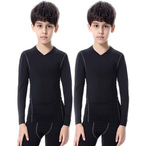 Youth Boys Compression Shirt Long Sleeve Athletic Football Undershirt Baseball Sun Shirts Quick Dry Sports Baselayer
