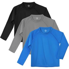 Cooraby 3 Pack Boys Swim Shirt UPF 50+ Long-Sleeve Rashguards Sun Protective Quick Dry Outdoor Shirt in Kuwait