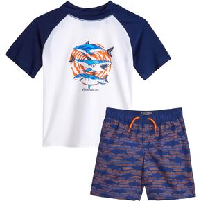 Eddie Bauer Toddler Boys' Rash Guard Set - 2 Piece UPF 50+ Short Sleeve or Long Sleeve Swim Shirt and Bathing Suit (2T-4T)