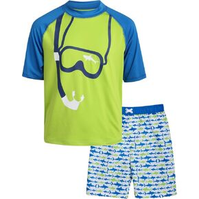 مجموعة الحماية من الطفح الجلدي للأولاد من iXtreme - قطعتان من قميص السباحة بعامل حماية من الأشعة فوق البنفسجية 50+ سريع الجفاف وبدلة استحمام (12M-18) in Kuwait
