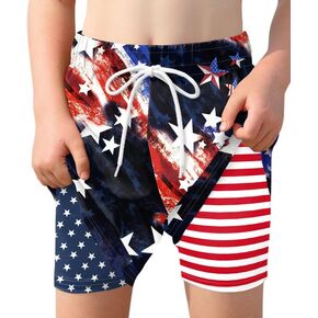 BesserBay Boys Stretch Compression Liner Drawstring Swim Trunks Quick Dry Swim Shorts with Pockets 5-14 Years