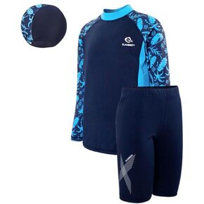 Boys Swimming Costume Rash Guard Swimsuits Set 3 Piece Long Sleeve Swim Shirts Quick Dry Bathing Suits with Trunks