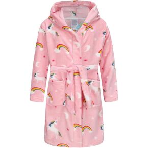 Girls Fleece Robe Boys Hooded Bathrobe Soft Flannel Robe For Kids