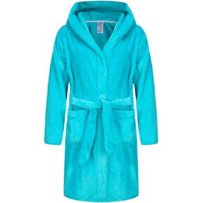 Kids Bathrobe Hooded Plush Fleece Robe for Girls Boys