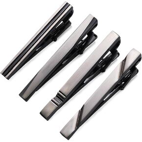 2 inch Black Tie Clip For Men 4PCS Tie Clip Set for Party Wedding Business Valentine's Day Father's Day Gift