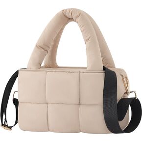 NAARIIAN Puffer Tote Bag Small Women's Satchel handbag Cross body Shoulder bag Woven Puffy Purse