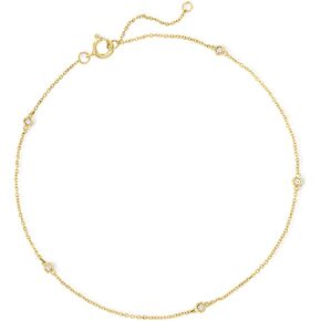 RS Pure by Ross-Simons 0.10 ct. t.w. Diamond Station Anklet in 14kt Yellow Gold. 9 inches
