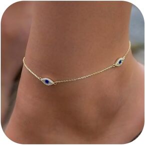 Anklets for Women 14K Real Gold/Silver Plated Ankle Bracelets Trendy Waterproof Boho Anklets Set Adjustable Dainty Cute Diamond Beaded Heart Non Tarnish Summer Beach Jewelry Gift for Teen Girls