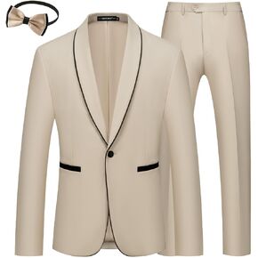 MAGE MALE Mens 2 Pieces Tuxedo Shawl Lapel Slim Fit One Button Color Clashing Design Suit Wedding Blazer Jacket and Pants Set