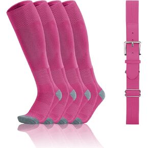 QBK Toddler Baseball Socks And Belt Youth Softball Tee Ball Combo Set for Boy Girl (2 Pairs of Socks & 1 Belt)