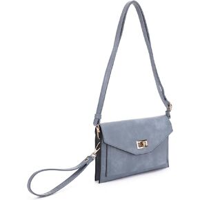 Isabelle Multifunctional Women's Envelope Style Crossbody Wallet Clutch with Turn Lock and Zipper Closure
