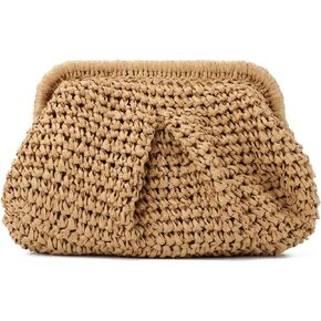 Freie Liebe Straw Clutch Purses for Women Small Woven Dumpling Bag Summer Beach Clutch Wicker Crossbody Purses