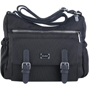 محفظة ELDA Crossbody للنساء من النايلون حقيبة ساعي البريد متعددة الجيوب حقيبة كتف كاجوال خفيفة الوزن للسيدات وكتب جيوب للسفر in Kuwait