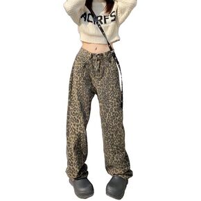 Unisex Y2k Baggy Jeans Leopard Print Jeans for Women Men Aesthetic Pants Vintage Oversize Denim Pants Cargo Pants
