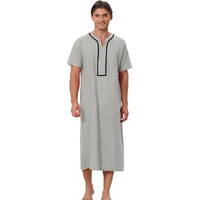 Lars Amadeus Nightshirts for Men's Loose Fit Short Sleeves Color Block Sleepshirts Nightgown