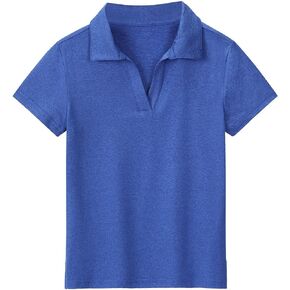 MERIABNY Girls Golf Polo Shirts V Neck Tennis Outfits Tops for Aged 6-13