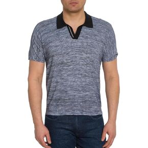 Robert Graham Men The Static Short Sleeve Sweater Polo, Grey, Large