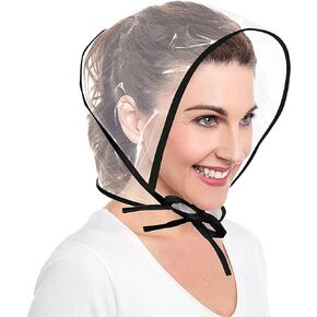 SelfTek 6 Pcs Rain Bonnet with Visor Clear Plastic Rain Hats, Waterproof Rain Scarf Pro-tect Hairstyle for Women Lady (Black)