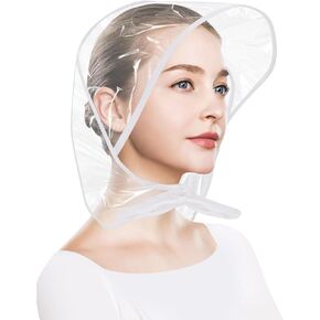 SelfTek 2 Pcs Rain Bonnet with Visor Clear Plastic Rain Hats, Waterproof Rain Scarf Prot-ect Hairstyle for Women Lady (White)