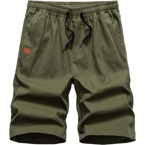 DELCARINO Mens Casual Elastic Waist Cargo Short Relaxed Fit Drawstring Classic Cargo Stretch Short