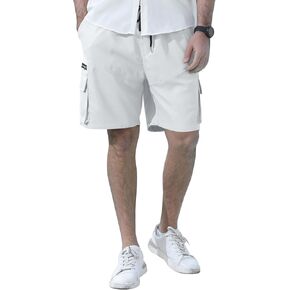 Angbater شورت كارجو رجالي كاجوال برباط خصر مرن للاستخدام في الهواء الطلق خفيف الوزن للتمرين والمشي لمسافات طويلة مع جيوب متعددة in Kuwait