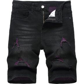 JUNBAOSS Men's Slim Fit Stretch Denim Shorts Ripped Skinny Jean Shorts for Men,Fashion Straight Comfort Flex Waist Short