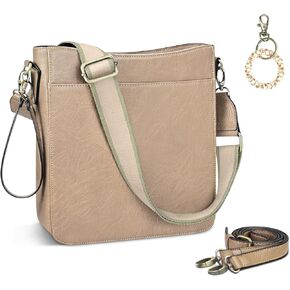 KITATU Crossbody Bag for Women Commuting Vegan Leather Hobo Shoulder Handbag with 2 Adjustable Strap and a Wristband Key Ring