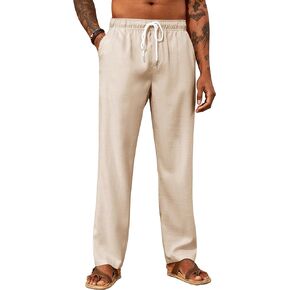 سروال كاجوال رجالي من PASLTER برباط خصر مطاطي لليوجا والصيف والشاطئ in Kuwait