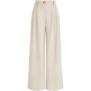 AUTOMET Women Wide Leg Dress Pants High Waisted Loose Fit Business Casual Work Trousers with Pockets 2024