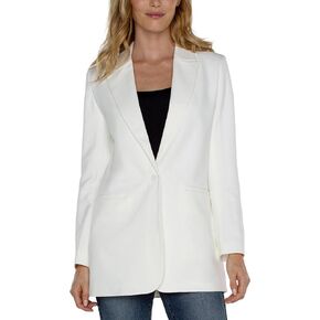 Liverpool Women's Petite Button Front Boyfriend Blazer Luxe Stretch Suiting