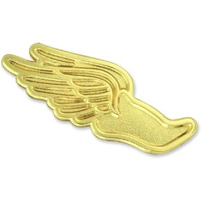 PinMart's Gold Wing Shoe Cross Country Track Chenille Sports Lapel Pin