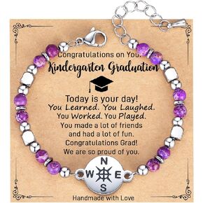 2024 Graduation Gifts for Her Girls Women, Tiny Gemstone Graduation Bracelet with Unique Cap Gift Box as High School College Kindergarten 5th 8th Grade Graduation Gifts
