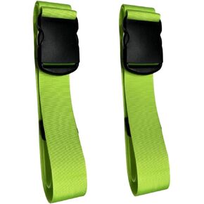 Travel Luggage Straps 2 Pieces Adjustable Lightweight Suitcase Belt Upgraded Larger Thicker Sturdier Buckle with Black Green Red Yellow Straps (Yellow)