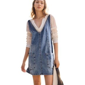 Overall Dress for Women Denim Dress Denim Overall Dress High Roller Skirtall Jean Dress Denim Jumper Dress Pinafore