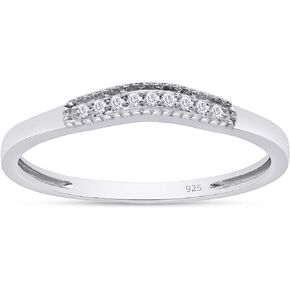 Round Cut White Natural Diamond Accent Vintage-Style Contour Enhancer Guard Band Ring Jewelry for Women In 14K Gold Over Sterling Silver (0.03 Cttw, Color- I-J, Clarity- I2-I3)