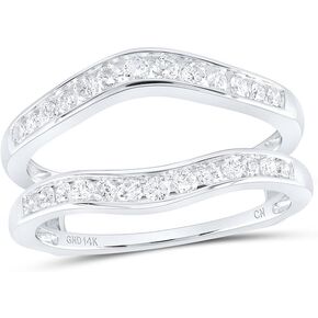 Jewels By Lux 14k White Gold Womens Round Diamond Bridal Wedding Enhancer Band Wrap Ring 1/2 Cttw