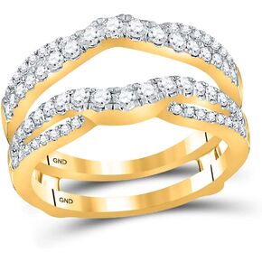 Solid 14K Yellow Gold Real Natural Diamond Wedding Wrap Ring for Women Guard Enhancer 5/8 Carat (.63 Cttw)