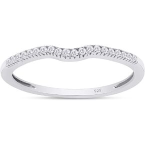 1/10 Carat Round Cut White Natural Diamond Contour Enhancer Guard Band Ring Jewelry for Women in 14K Gold Over Sterling Silver (0.10 Cttw, Color- I-J, Clarity- I2-I3)